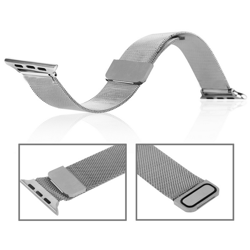 For Apple Watch 38mm Milanese Loop Magnetic Stainless Steel Watch Band. 