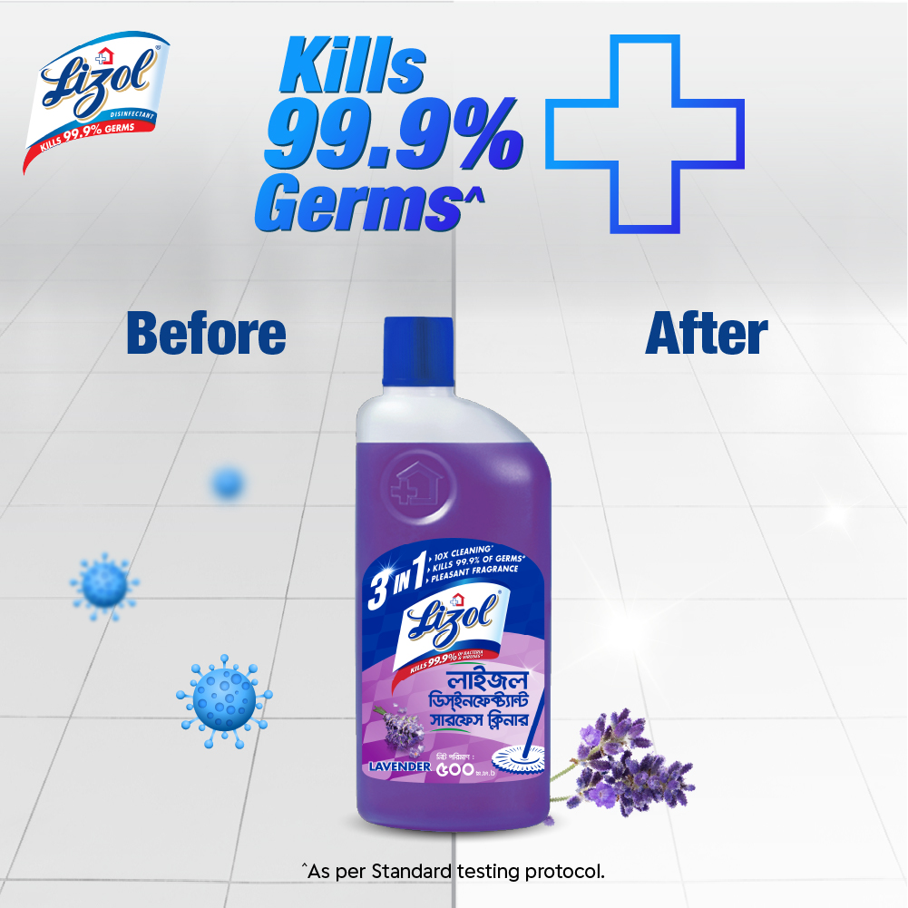 Harpic Lizol Double Protection- 750ml Toilet Cleaner & 500ml Lavender Surface Cleaner Combo. 