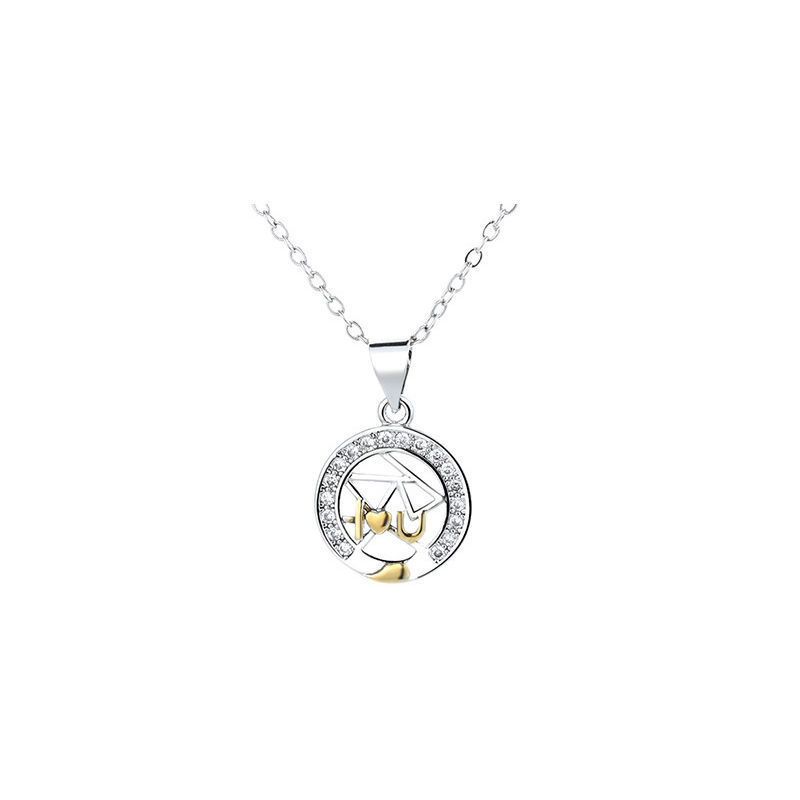 Sun and Moon Meet Couple Necklace Light Luxury Niche Design Fashionable Sun and Moon Diamond Pendant Advanced Versatile Clavicle Chain for Women