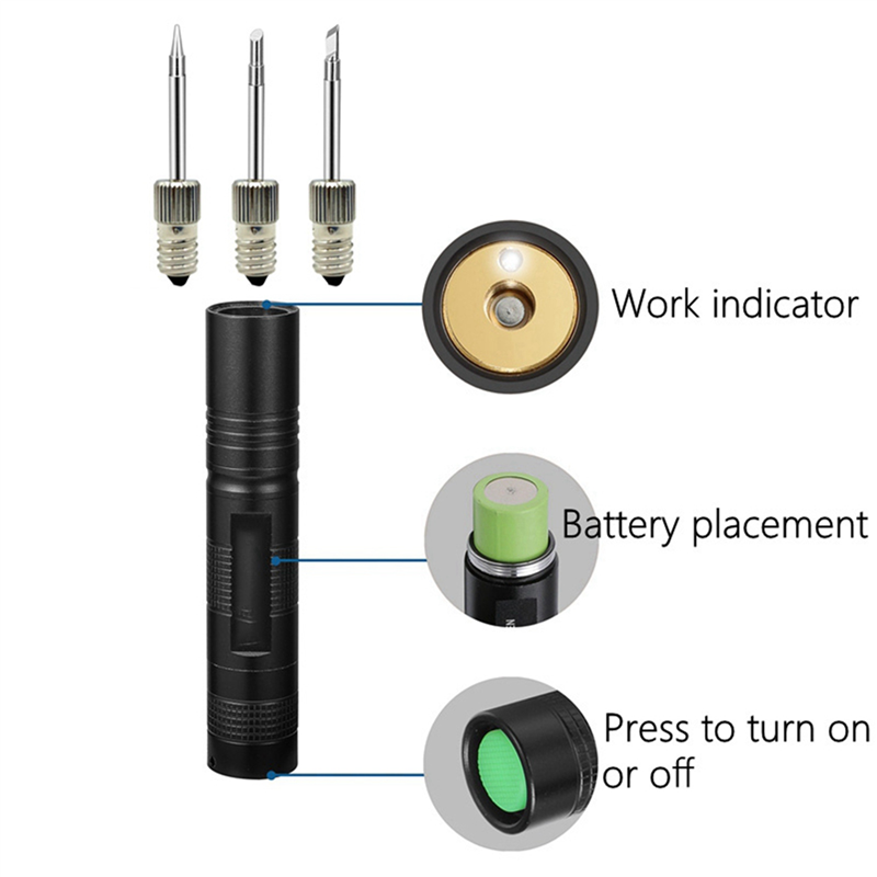 LKPCIGCXM 2X New E10 Interface Battery Soldering Iron Electric USB Wireless Soldering Iron 18650 Battery Powered with LED Light. 