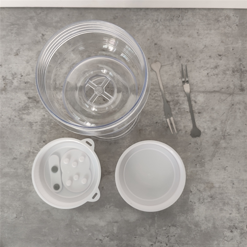 FORIDE Reusable Wet and Dry Separation Pickled Jar with Fork - Multipurpose Round Flip Top Jar for Daily Use. 