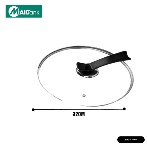 Glass Lid for Frying Pan, Fry Pan, Skillet, Pan Lid with Handle Coated in Silicone Ring ,32cm. 