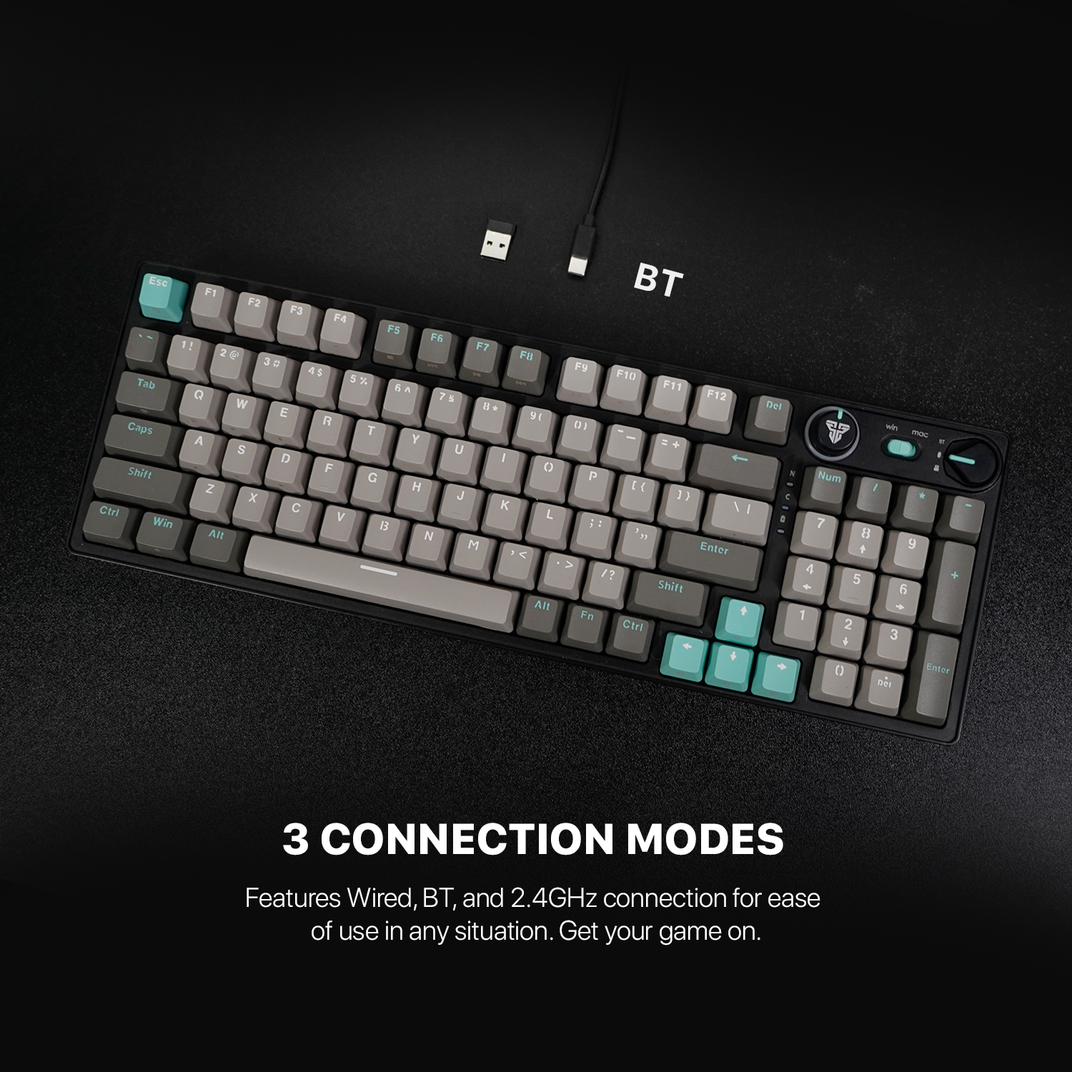 FANTECH MK914 ATOM PRO96 STELLAR EDITION RGB Mechanical Gaming Keyboard Mercury Black & Saturn Grey Layout Red Switch & Blue Switch. 