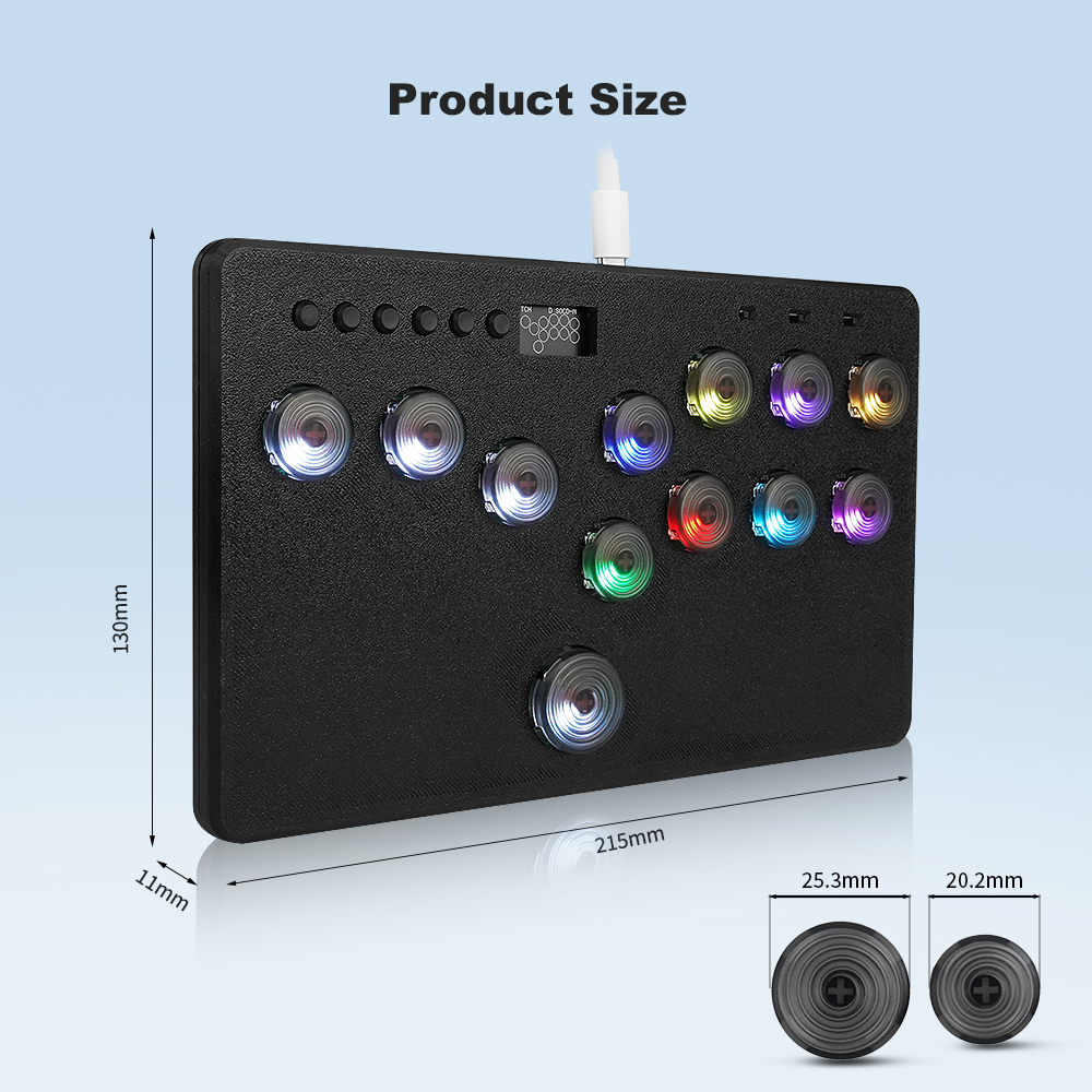 Flatbox LED Pro Hitbox Controller For P5 Arcade Game Joystick For PC/Nintendo Switch/PS4 Gamepad Keyboard Gaming Accessories. 