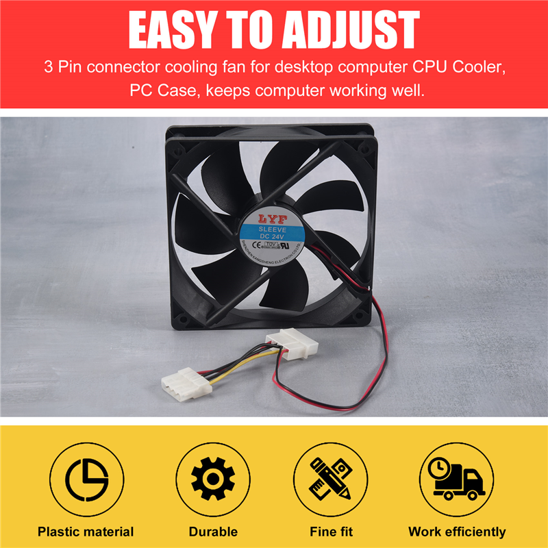 120mm x 25mm DC 24V 4Pin Sleeve Bearing Computer Case Cooling Fan