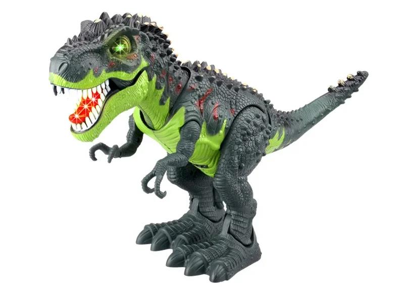 [Funny] Jurassic world Electric Dinosaur flash and sound T-rex Talking Toy Walk Talk Interactive Toy moving dinosaur model doll LaoXzhongX. 