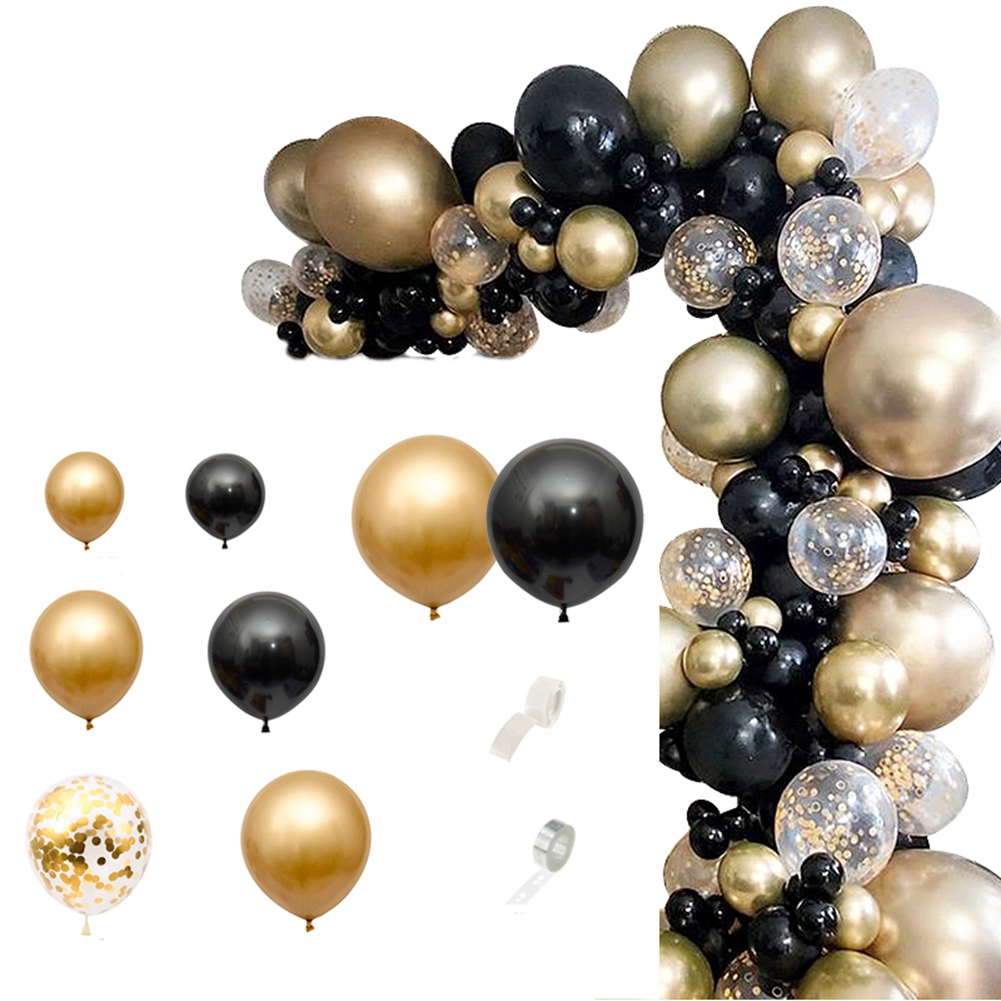 121Pcs Gold Black Balloons Arch Garland Kit for Christmas Decor