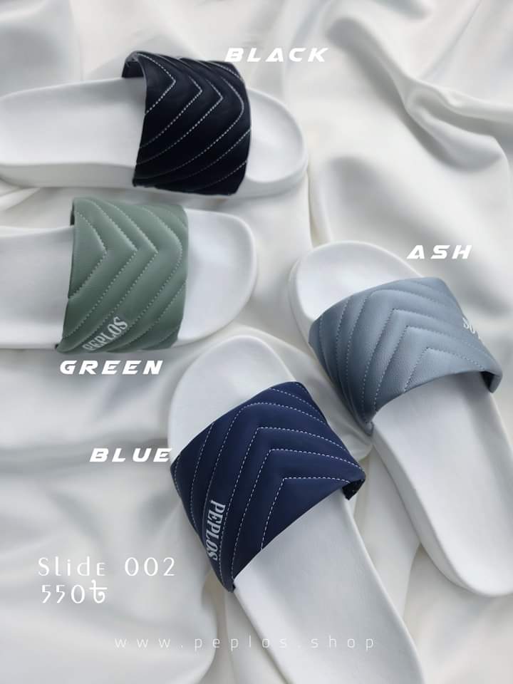 Stylish Black Blue Grey And Green Color PEPLOS  Slide Slipper Sandal For Men S22. 