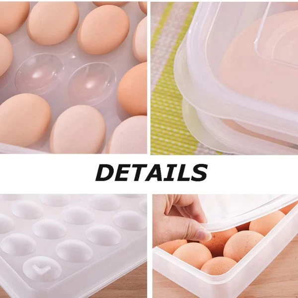 Egg box 34 Grids Egg Storage Box Large Capacity Hard Plastic Egg Case Organizer Holder Box Container Egg Dispenser for Refrigerator34 Grads Egg Box Basket Organizer Plastic Egg Food Container/dim box. 