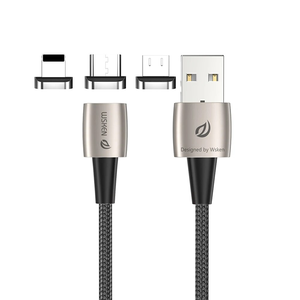 Wsken Magnetic USB C Cable Quick Charge USB Type C Magnet Charger for iphone Micro USB Fast Charging Mobile Phone USB Cord