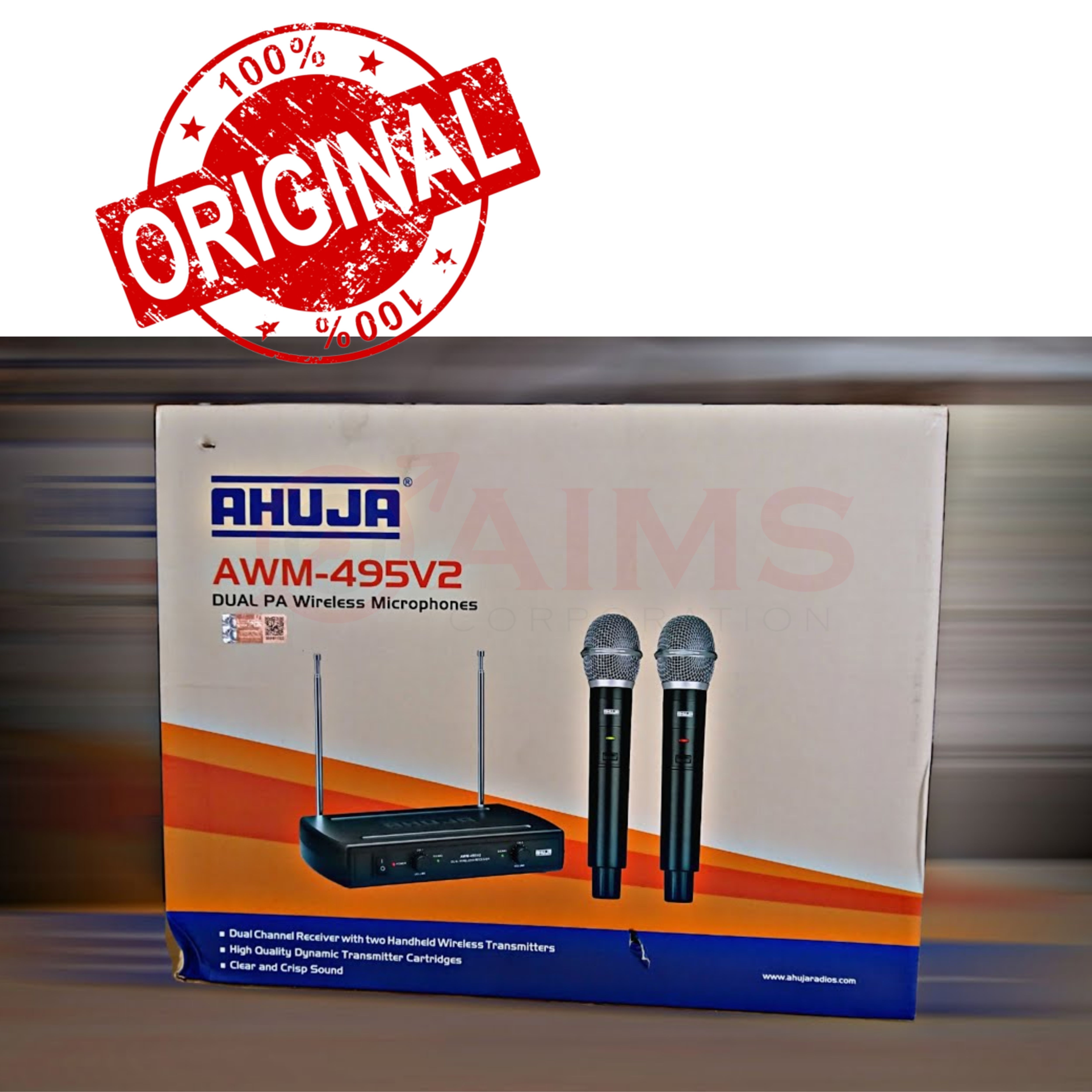 Ahuja AWM-495V2 Dual Hand Wireless Microphone with 2 Handheld Microphone. 