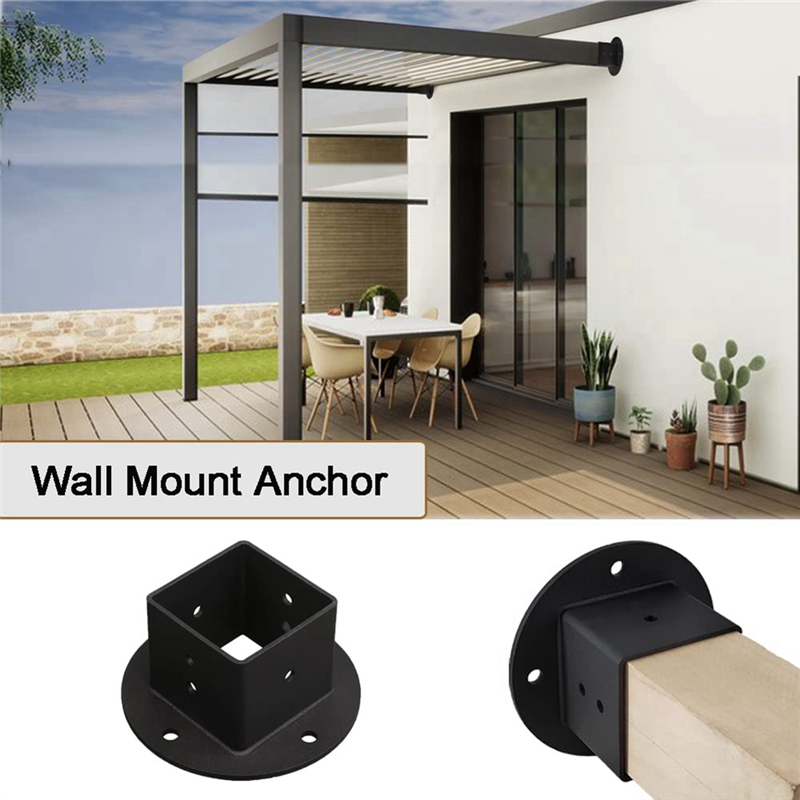 2Pcs 2X2 Square Fence Pole Flange Base Pergola Post Base Brackets Kit,Heavy Duty Wall Mount Post Anchor Base Brackets Easy Install. 