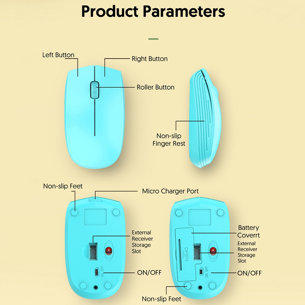 811 3 Keys Laptop Mini Wireless Mouse Portable Optical Mouse, Spec: Charging Version (Beige). 