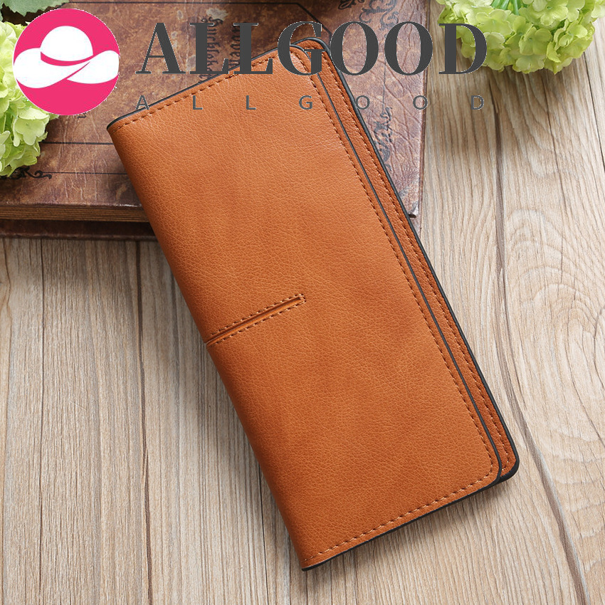 (New) fashion PU leather multifunction women wallet solid color purse vintage simple cards holder wallet for female girl New