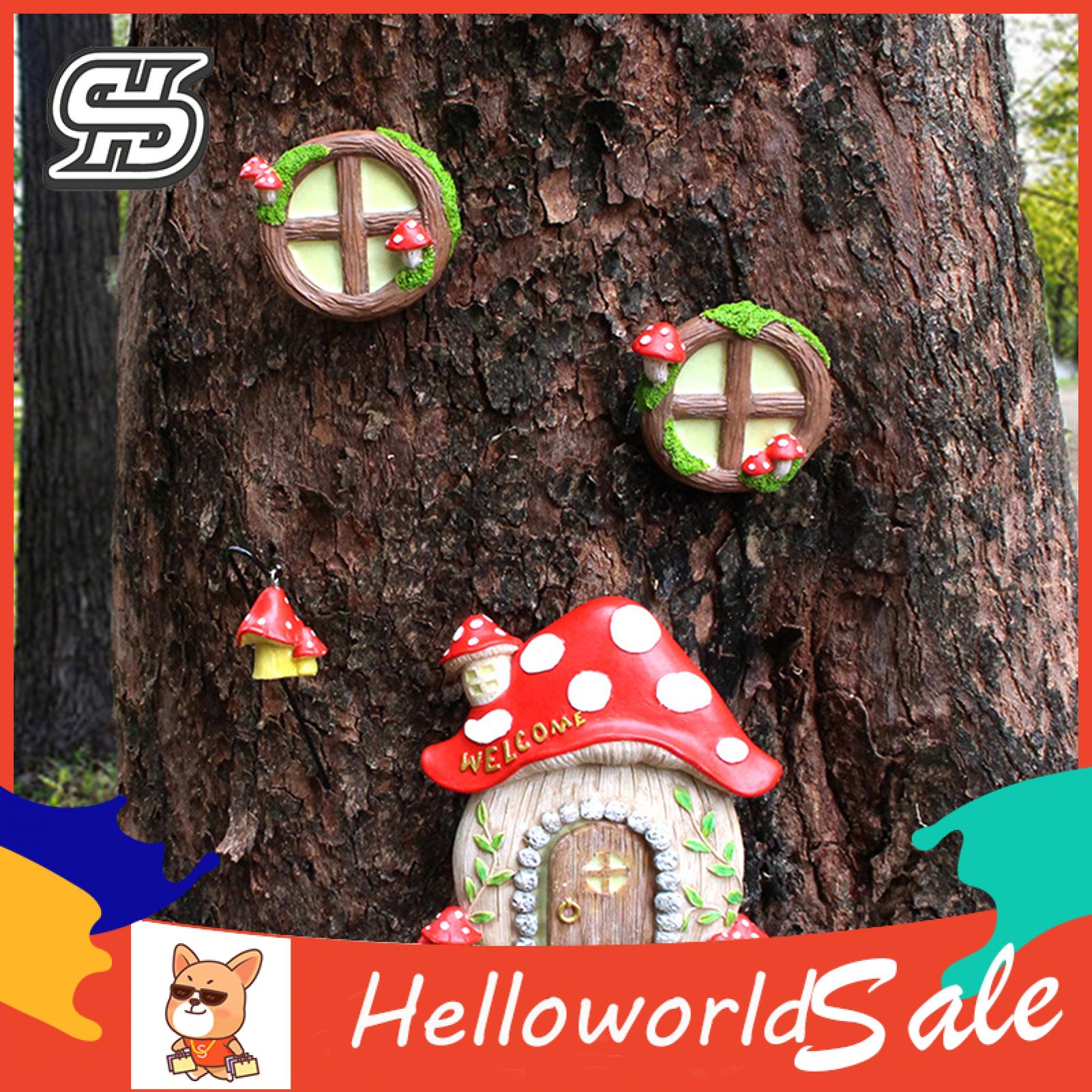 HelloWorld niature Fairy Window Smooth Surfe Luminous Gnome Doorni Fairy Garden Ornament. 
