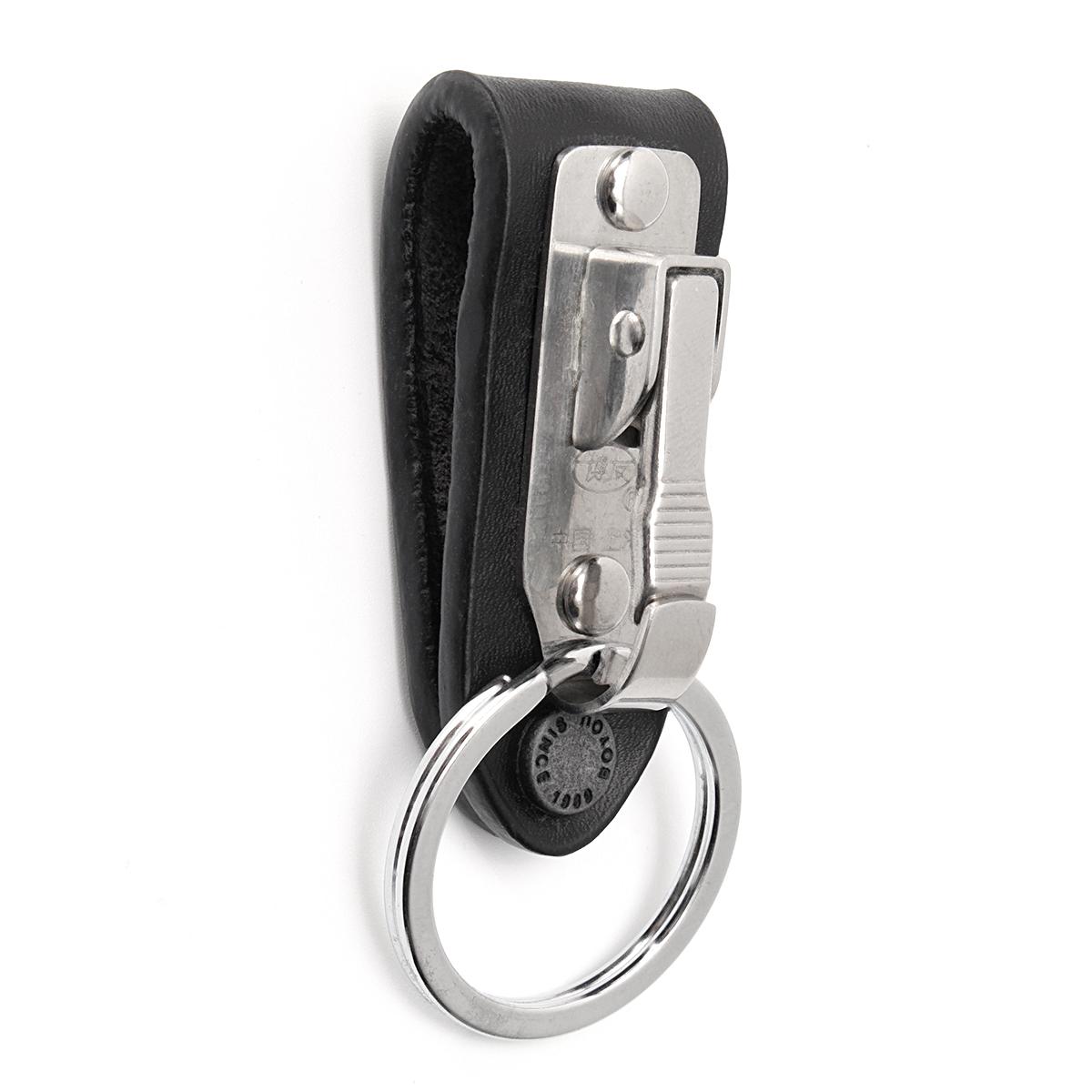 Stainless Steel Leather Detachable Keychain Belt Clip Accessories Key Ring Holder -. 
