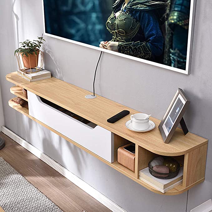 Wall-Mounted TV Cabinet Floating Shelf Wall Shelf Goods Rack TV Set-top Box Router Photo Toy Storage Shelf Open Shelves Audio-Video Shelving TV Stands Bookshelf. 