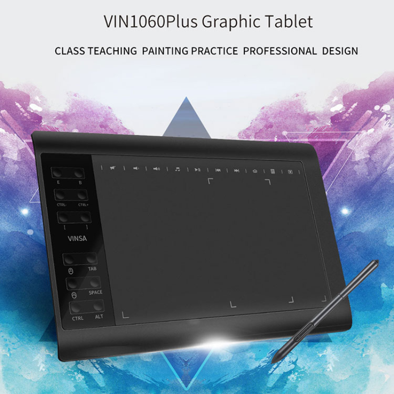 Lamgool VINSA 1060 PLUS 10*6 Inch Portable Digital Tablet Connect Mobile Phone Digital Pressure Drawing Tablet Interactive Graphic Tablet for Drawing. 