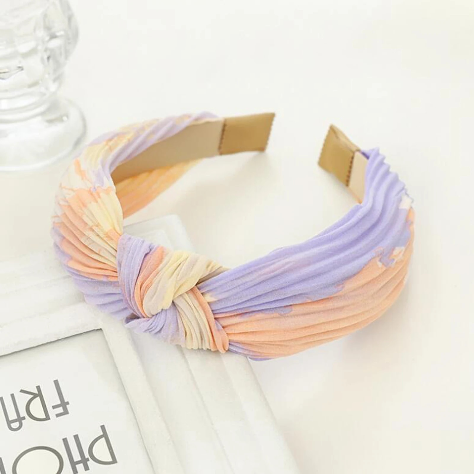 PROLY New Fashion Women Headwear Pleated Tie Dye Cloth Hairband Fresh Summer Autumn Headband Adult Hair Accessories