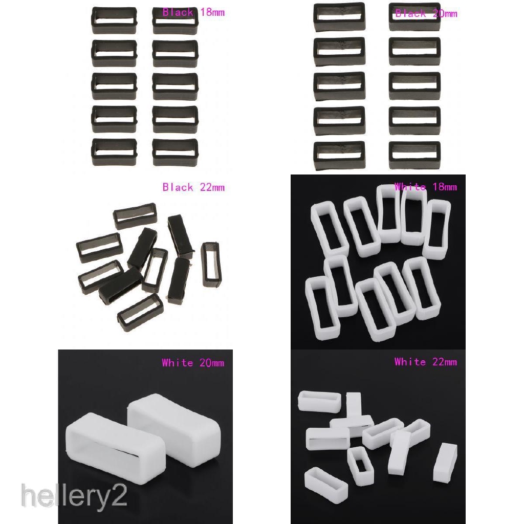 10Pcs Rubber Keeper Loop Replacement Watch Band Strap Accessories 18/20/22mm. 