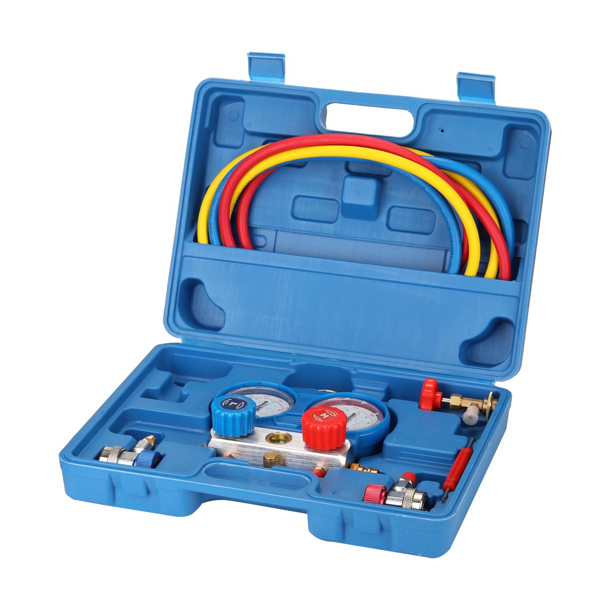 KOGEEK Manifold Dual Gauges Set Refrigeration Equipment Pressure Measuring Tool Kit with 3 Recharge Hoses