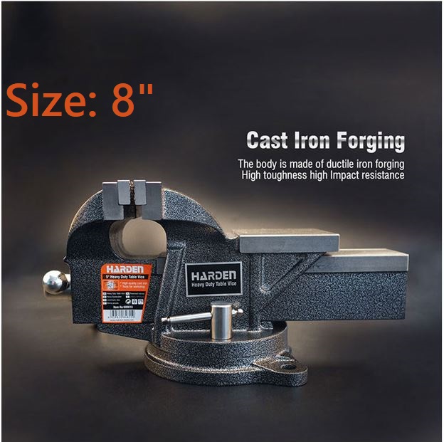 Harden 8" Heavy Duty Universal Vice Swivel With Anvil, Vertex Rotating Table Bench Vice 600613