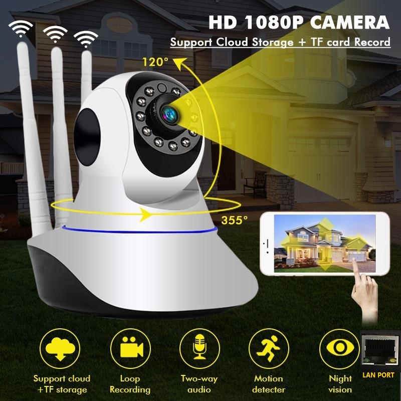 WiFi IP Camera V380 Pro WiFi Smart Net Camera IP Camera Smart  THREE ANTENNA  Wireless Home Security Camera