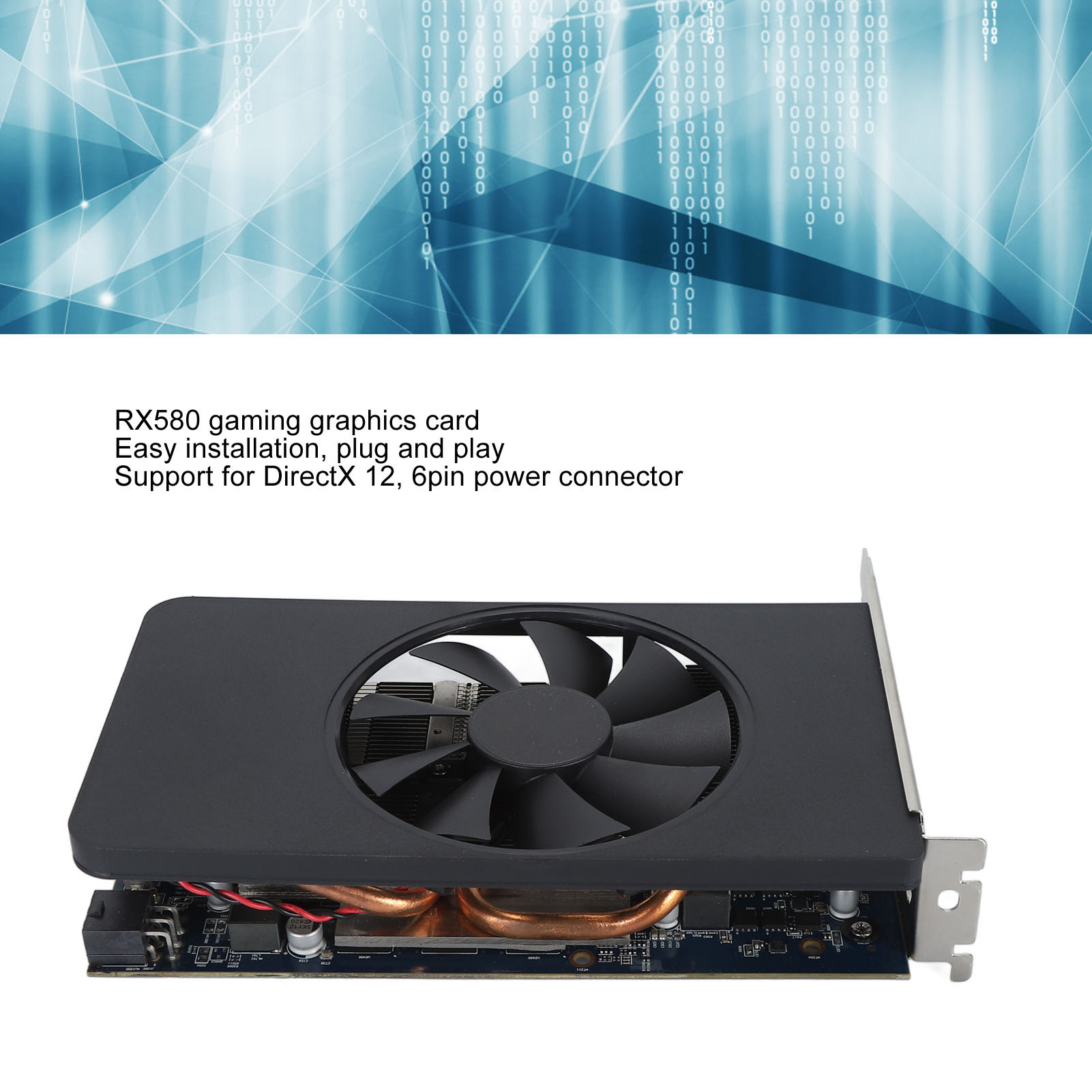 Gaming Graphics Card Graphics Card RX580 8GB DDR5 256BIT Plug and Play 6PIN Power Connector with Fan for Desktop PC. 