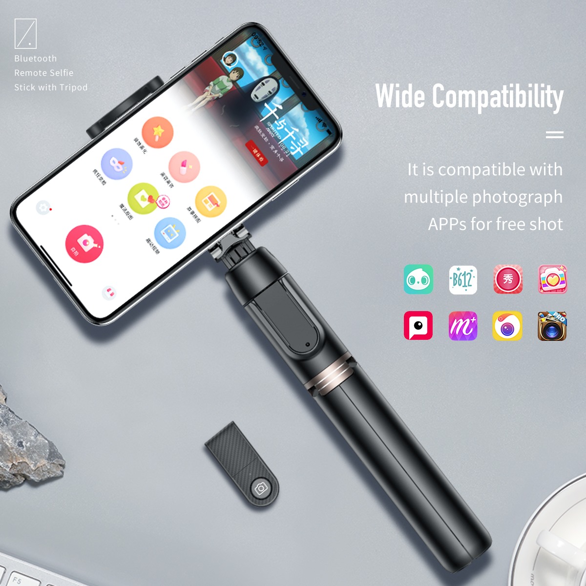 ROCK RPH0882 Bluetooth Mini Selfie Stick with Tripod. 