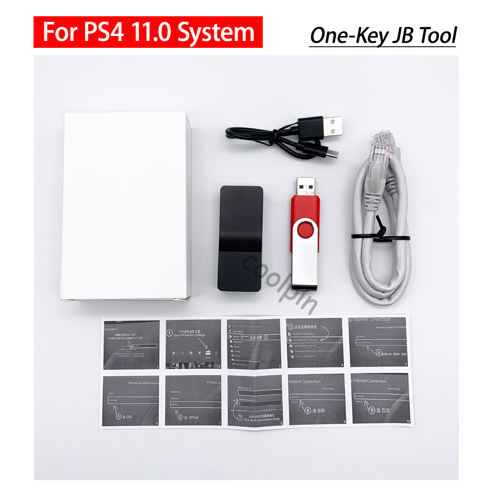 V2.0 One Key JB Tool USB Adapter For PS4 FW 9.0 11.0 System PPPwn Dongle With Ethernet Type-C Cable For PS4 9.00 11.00 JB. 