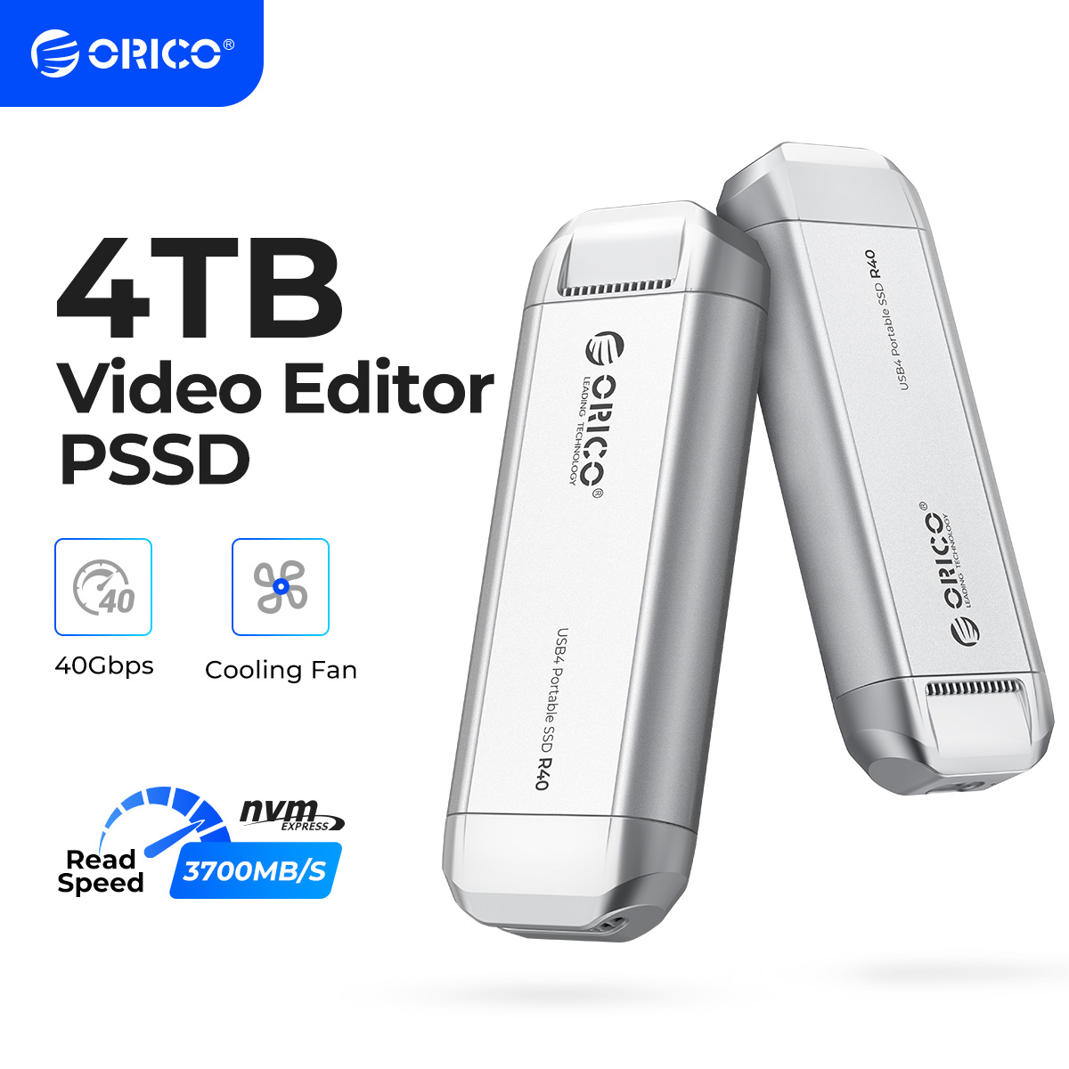 ORICO Silverstone Portable SSD 3500MB/s External Solid State Drive 4TB 2TB 1TB Type- C Aluminum Alloy PSSD Built-in Cooling Fan