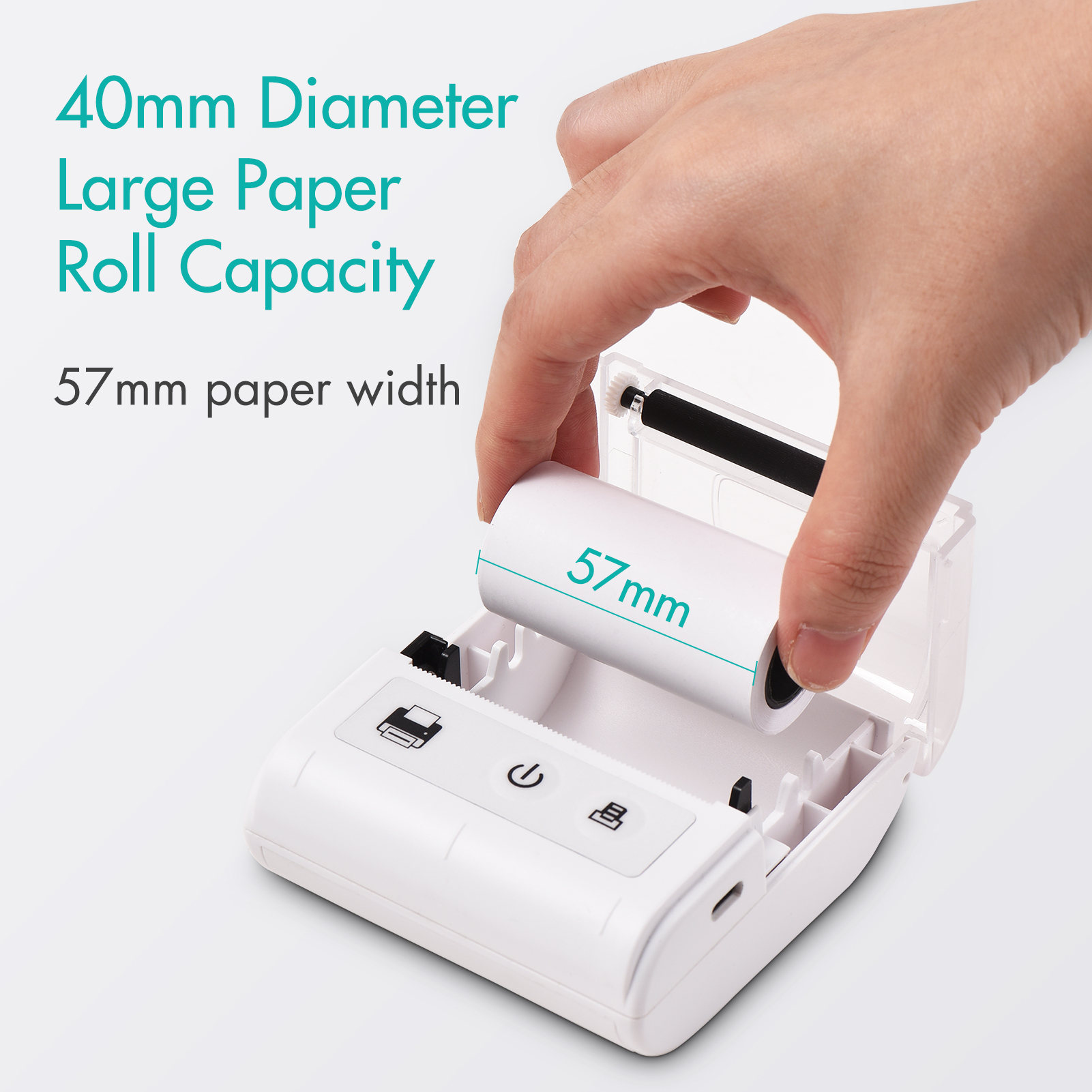 Portable Mini Thermal Receipt Printer USB & BT Connection 2 inches 57mm Wireless Printer High Speed with 1 Roll Paper Inside Compatible with iOS Android Windows for Restaurant Sales Retail Shop. 