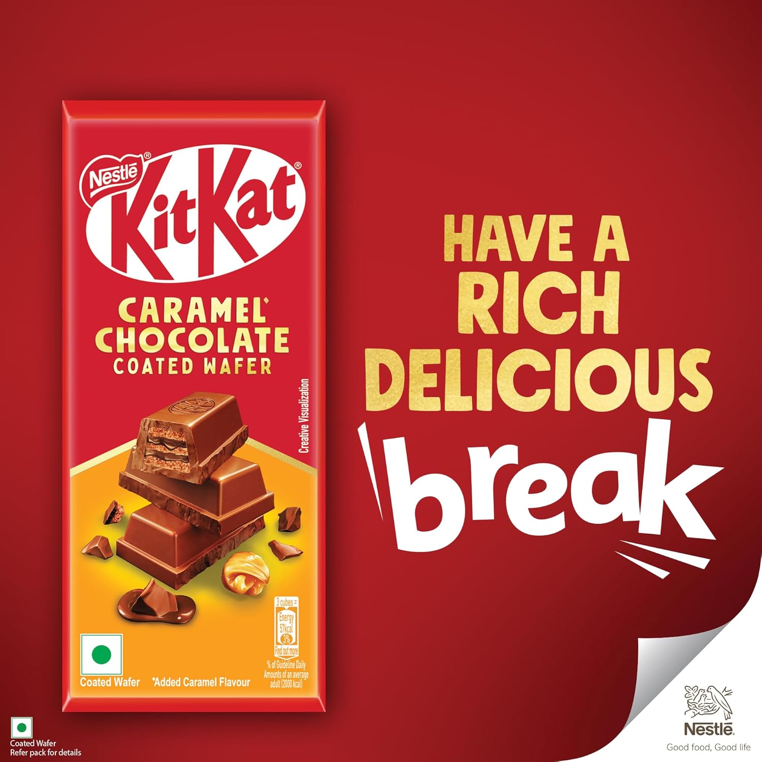 Nestle Kitkat Caramel Chocolate Coated Wafer 50g 2pcs INDIAN. 