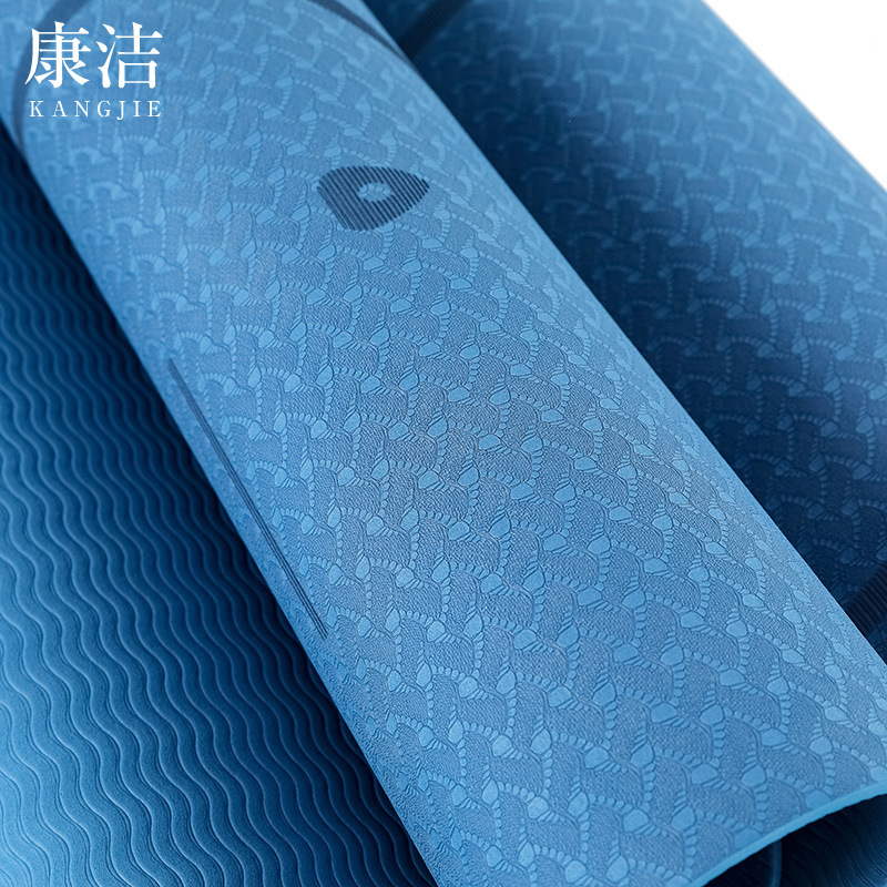 Asana line single and double color tpe yoga mat elastic fitness exercise mat beginner anti slip yoga mat can uv print. 