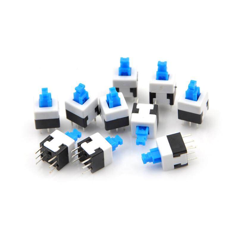 10pcs/Set Square 8x8mm 6 Pin Dpdt Mini Push Button Self-Locking Multimeter Switches. 