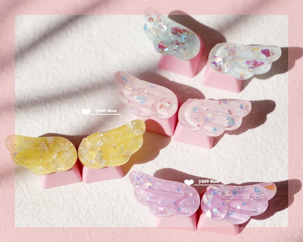 Personalized Keycaps Wings Cute Translucent Keycaps for Mechanical Keyboard R4 Keys PBT Color Keycaps Key Caps Anime. 
