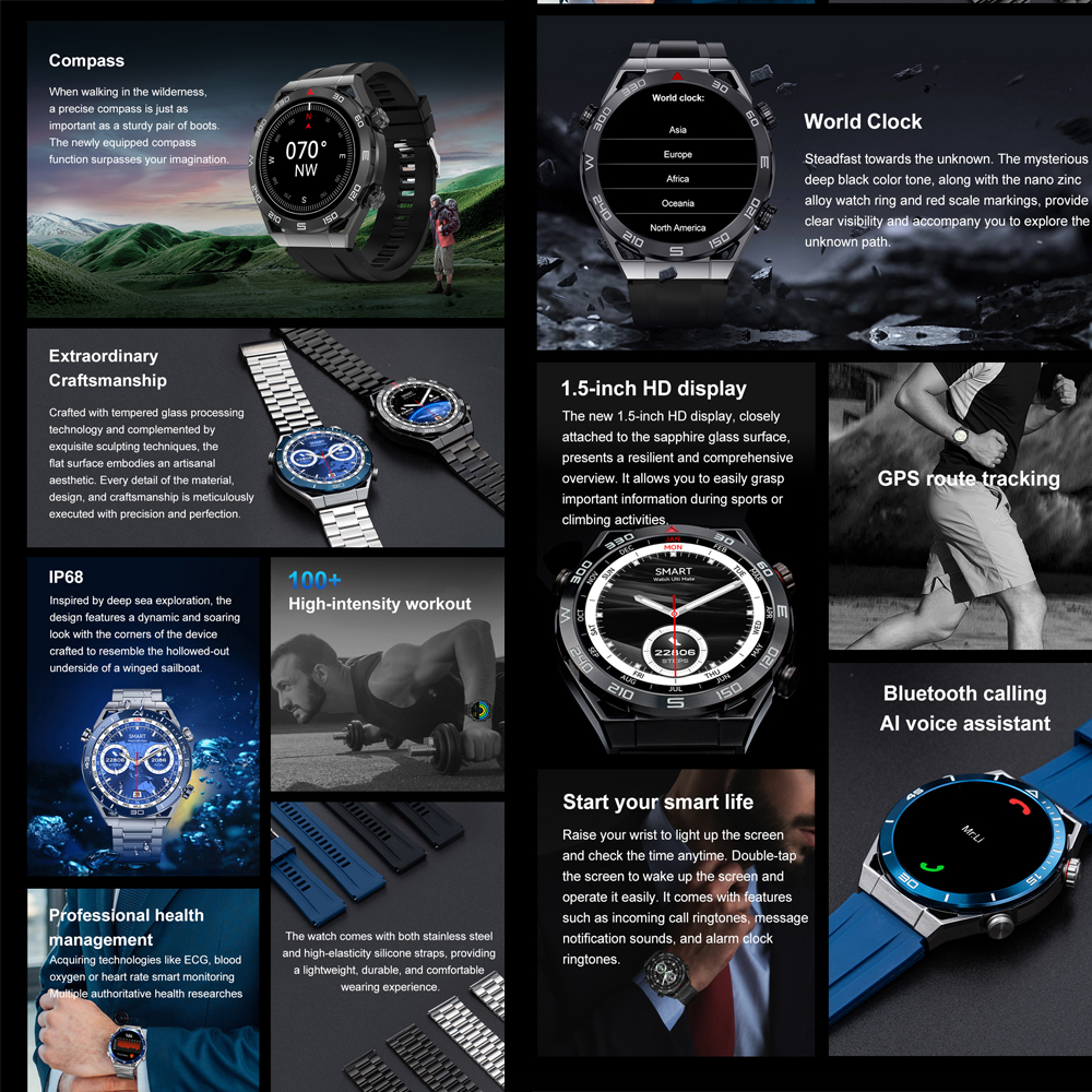 DT Ultra Mate Men Smart Watch with Compass  NFC IP68 Waterproof Bluetooth Call Watch Sports Wristband for IOS Android Phone.. 