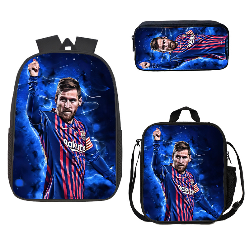 Factory wholesale new player Messi school bag three-piece set nylon high quality printed backpack D backpack