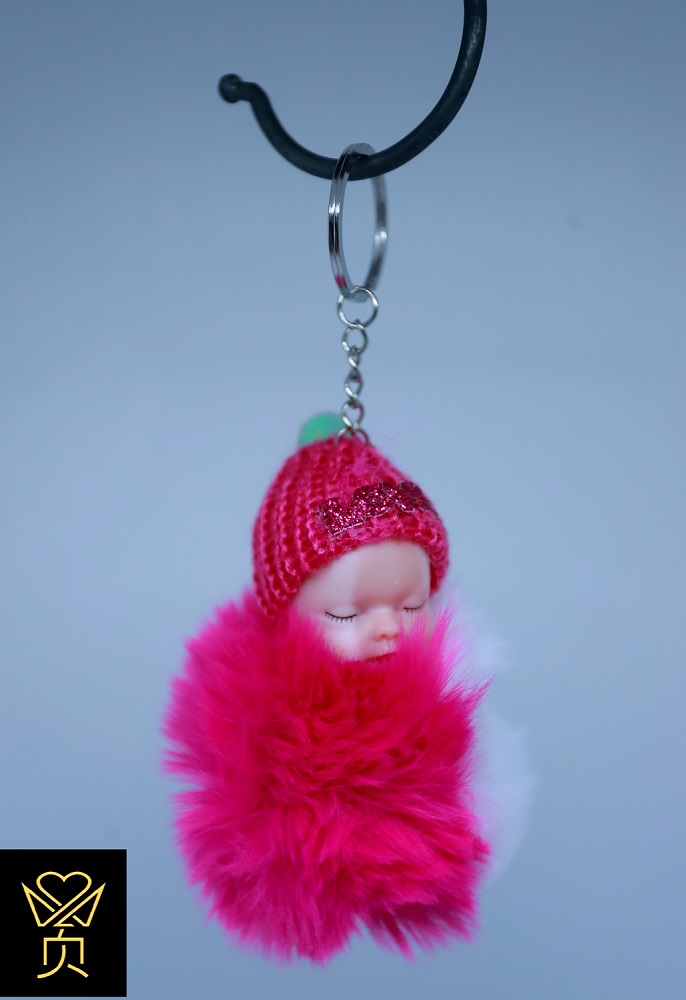 Sleeping Baby Doll Keychain Bag Key Colour full Rings Car Key Pendant Cartoon Pendant Ornaments Gifts - 1 psc -  Key Ring -  As Same As Picture. 
