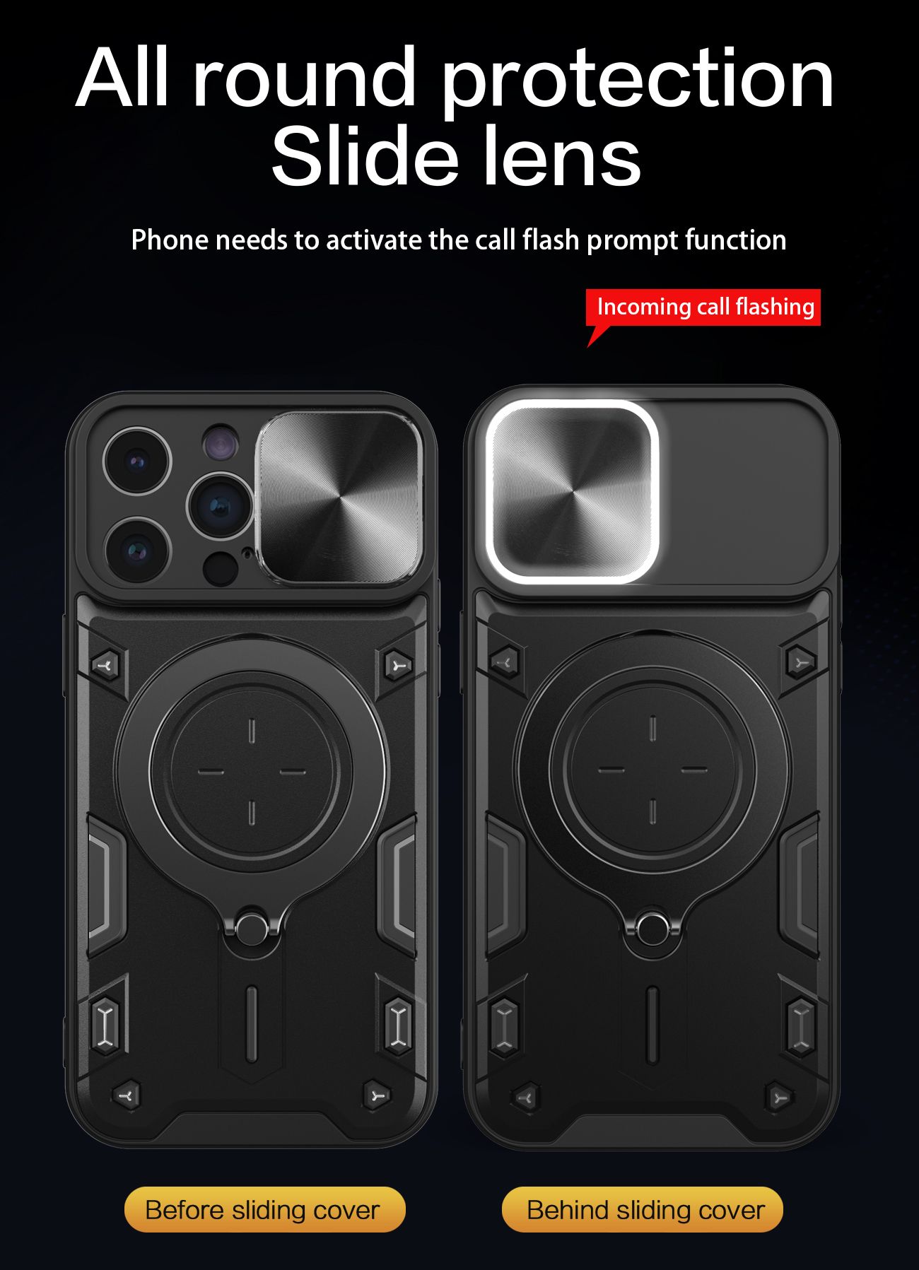 Lenuo Case For Apple iPhone 15 Pro Max Cover Camera Protection With Circular Support Black Cover. 