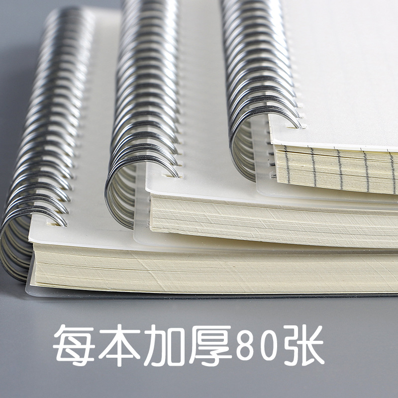 A5/B5/A6Coil notebook PPFrosted Flip Simple Grid Horizontal Blank Notepad Notebook. 