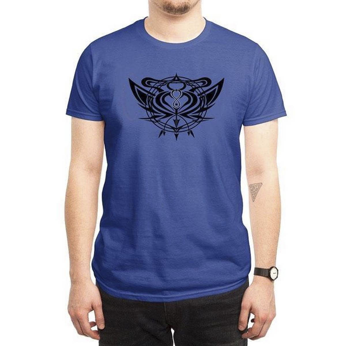 Blue Cotton Magical Arrow T-Shirt For 
