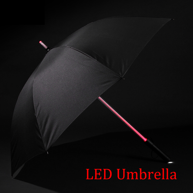 New 8 Rib Light up Blade Runner Style Changing Color LED Umbrella with Flashlight Transparent Handle Straight Umbrella Parasol. 
