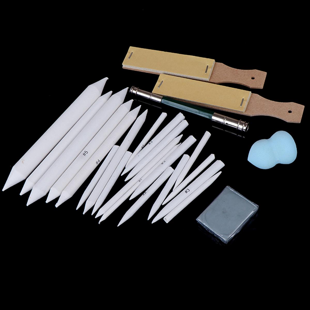 25Pcs Sharpen Blending Smudge Stick Erasable Pencil Set Art Sketch Tool