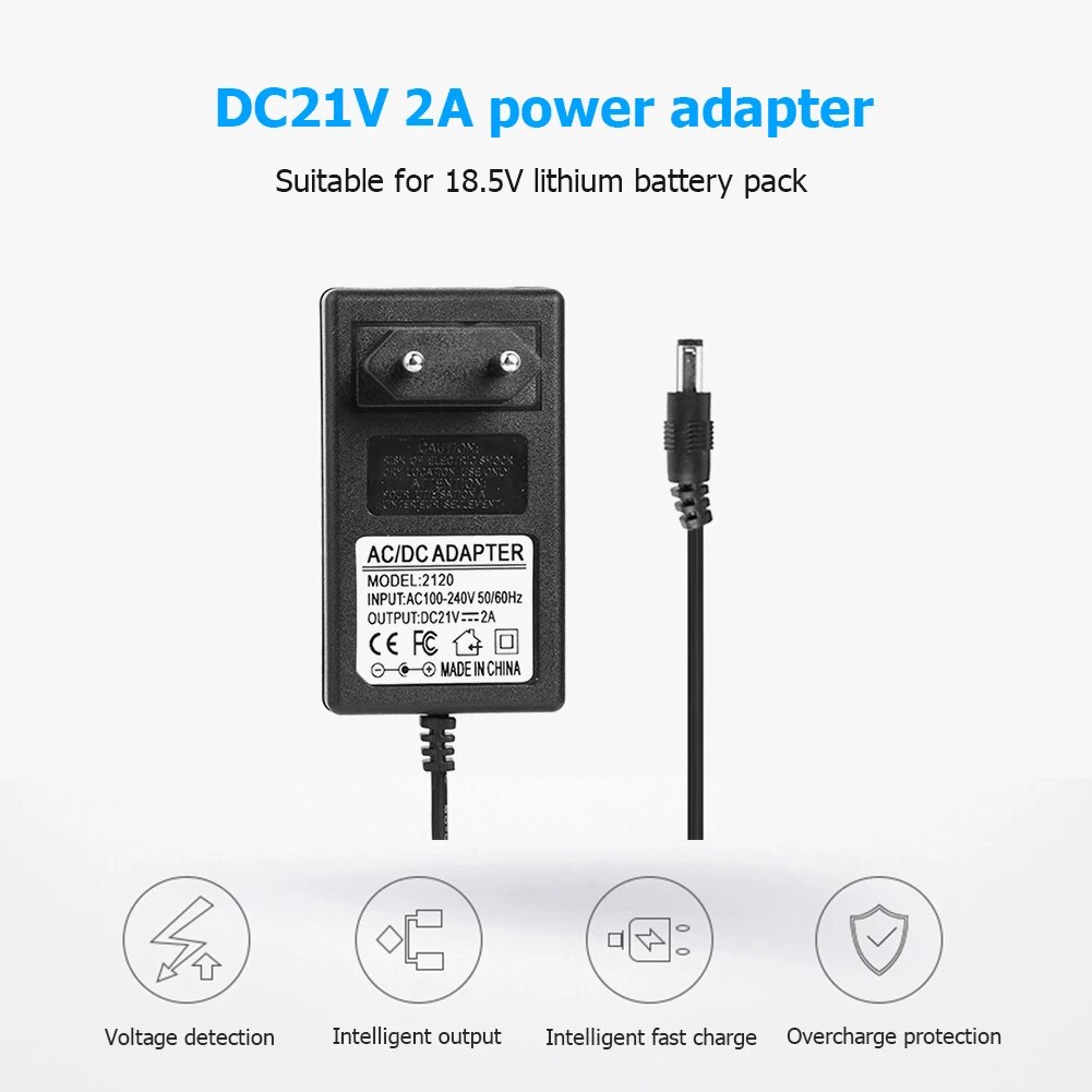 DC 21V 2A 18650 Lithium Battery Charger with 5.5 * 2.5mm Output Port Safe Charger Power Adapter Module Buck Stabilized Voltage. 