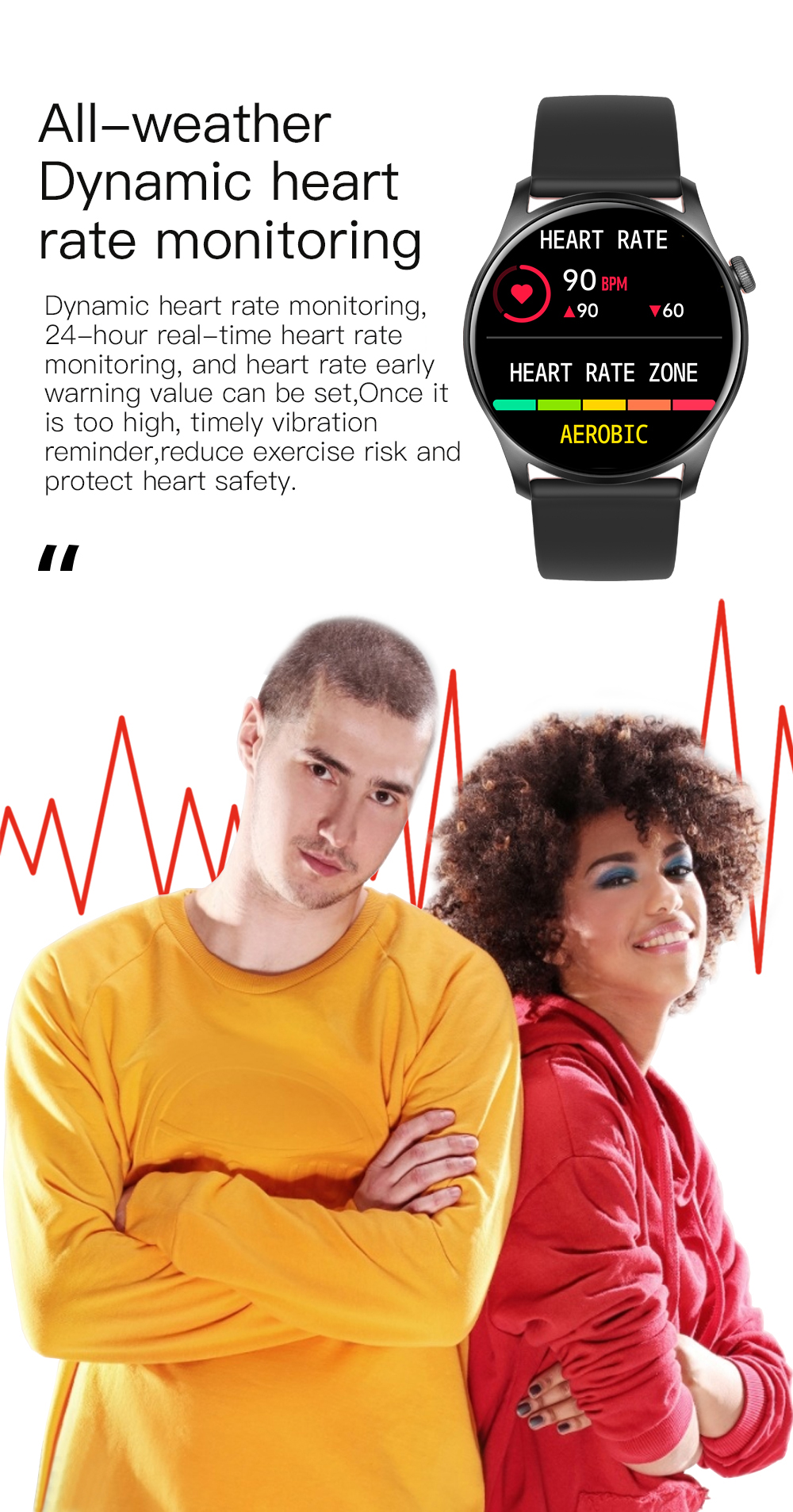 【Youyi】BOZLUN Smart B55 Men's Full Touch Screen Fitness Bluetooth Waterproof Sports Digital Smart Watch for ios Android(Suggest charging for two before use). 