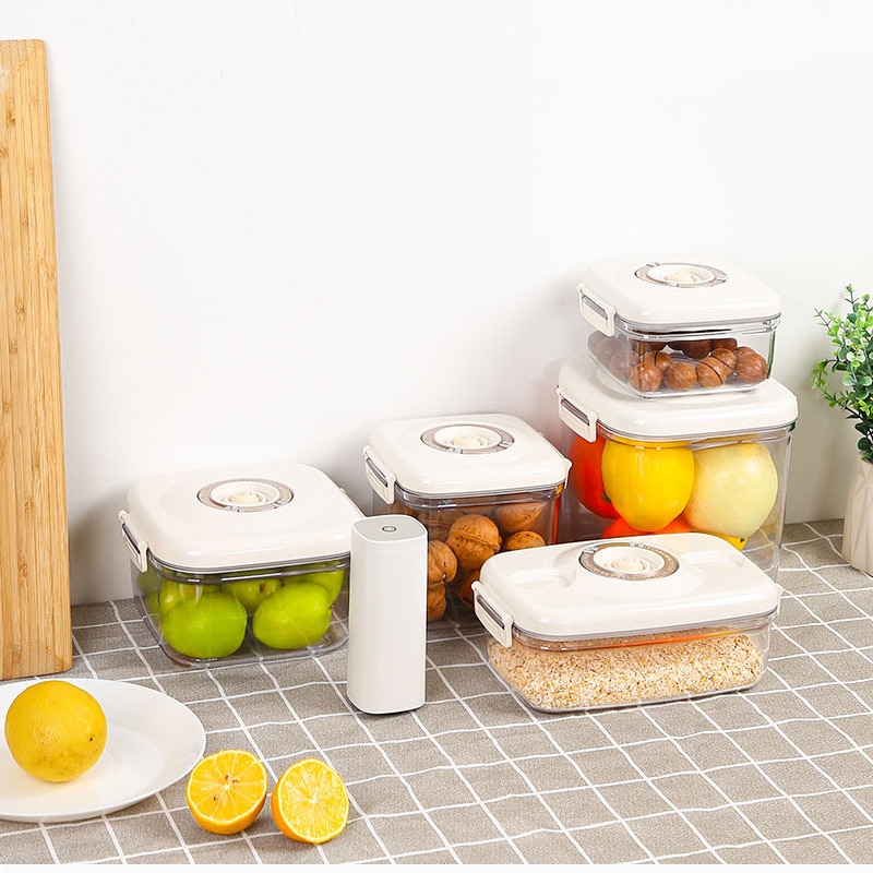 Circle Rectangle Square Vacuum Container Different Capacity Vacuum Sealer Box Kitchen Storage Fit for Food Storage. 