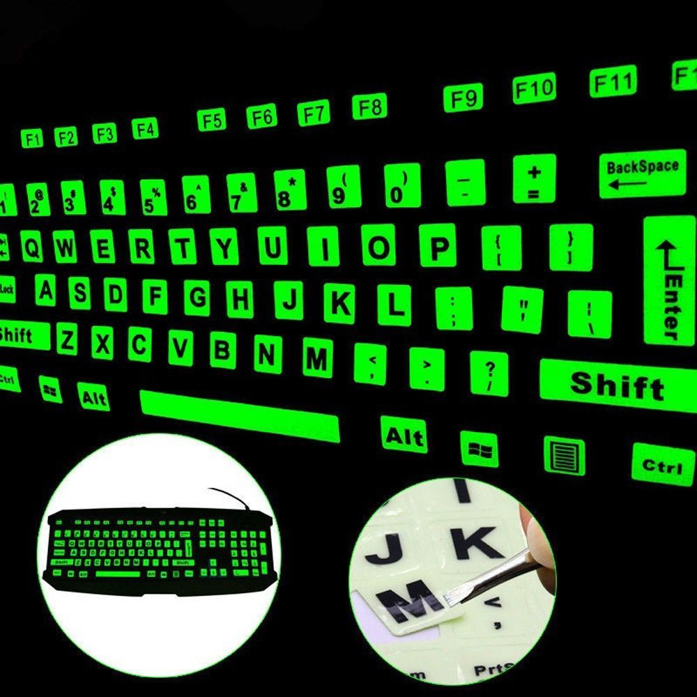 NORMAN1 Backlight Fluorescent Keyboard Cover General Large Letter Sticker Keyboard Sticker English PC Laptop 1PC Luminous Standard Glow In The Dark Full Keyboard. 