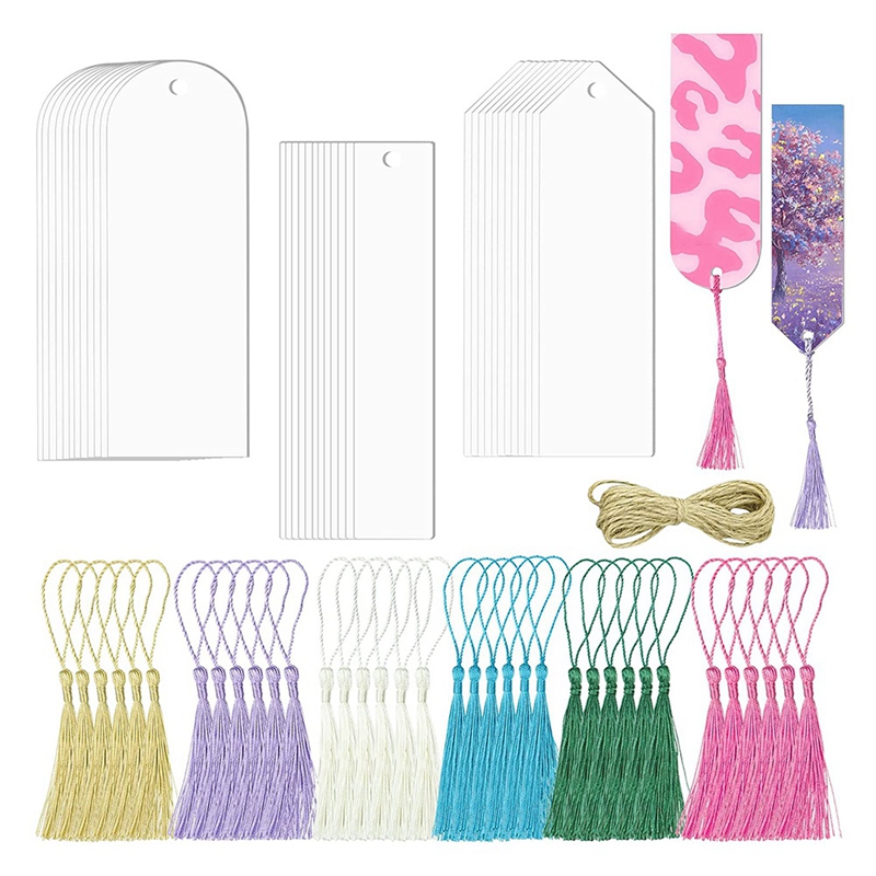 73Pcs Multicolor+Transparent Acrylic Bookmarks Blanks Sublimation Acrylic Book Markers for Women