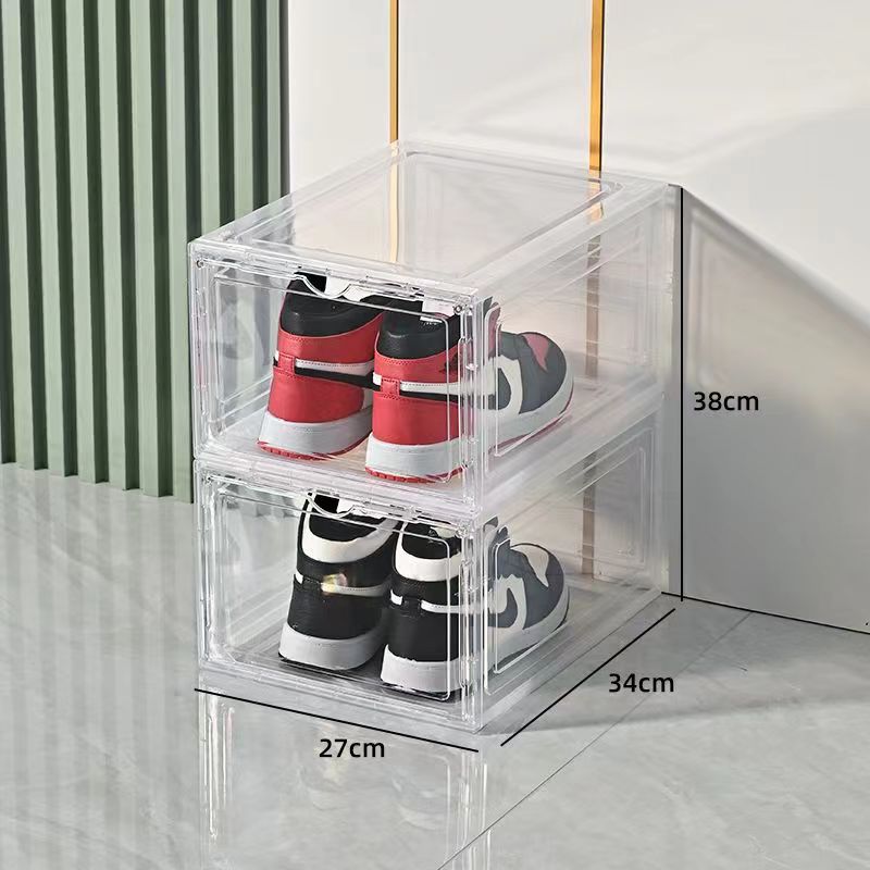 Shoe Box Hard box magnetic suction side open storage transparent acrylic aj bag hand-made storage box thickened large shoe cabinet